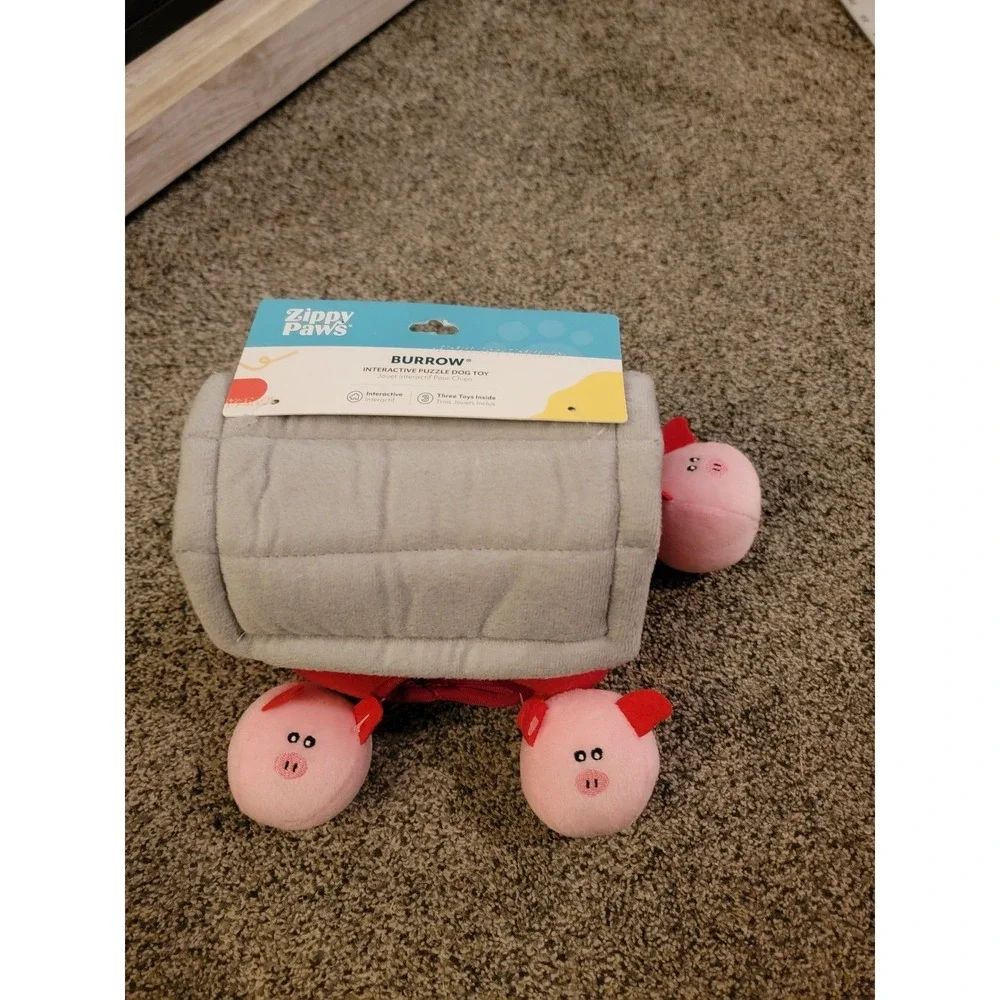 ZippyPaws Burrow Pig Barn Interactive Puzzle Squeaky Plush‎ Dog Toy ZP821 NEW